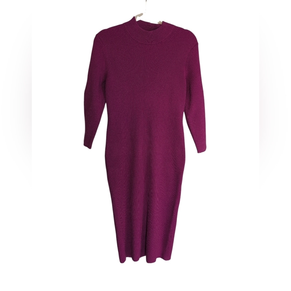 HATCH Purple Knit Mock Neck Midi Sweater Maternity Dress